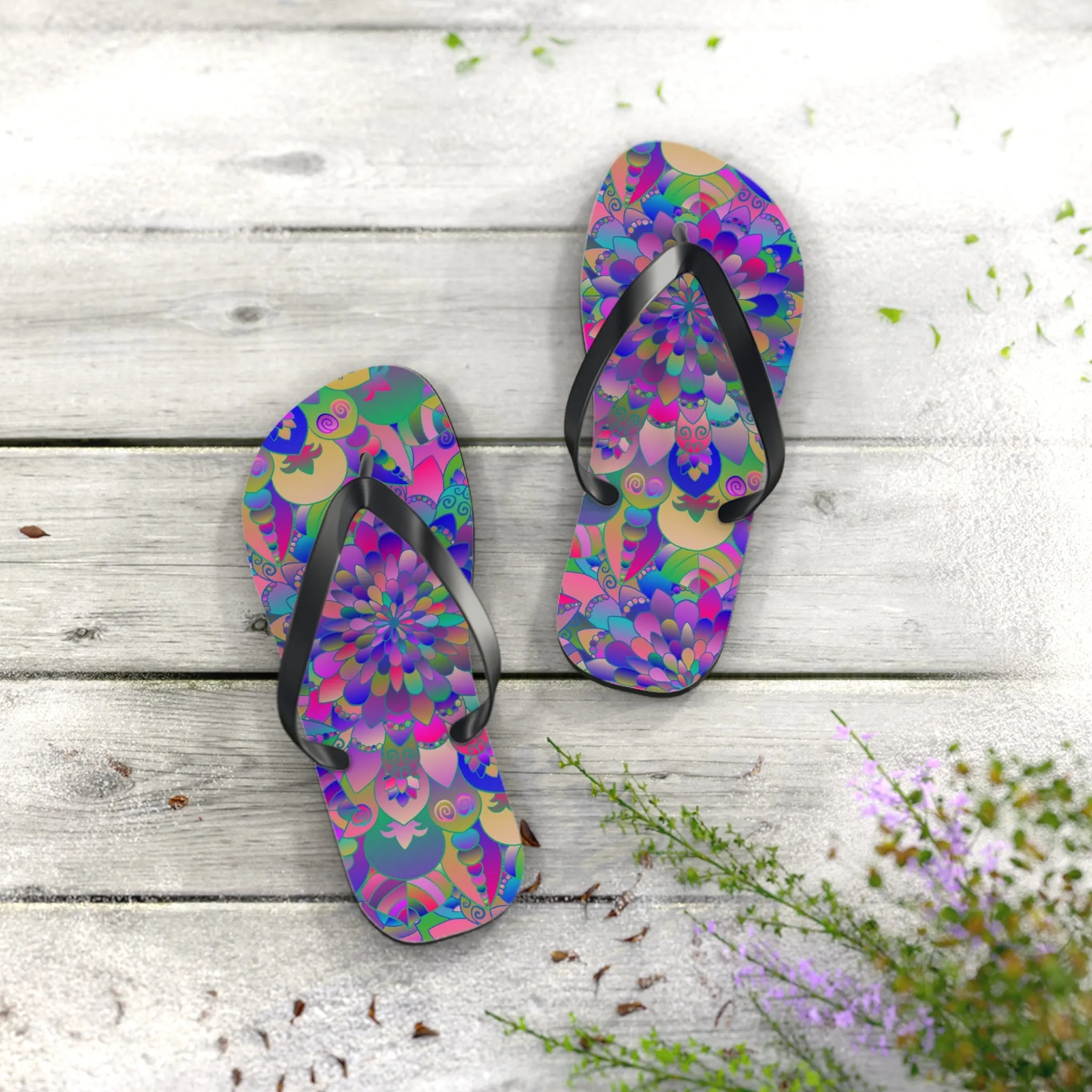Colorful Mandala Yoga Flip Flops