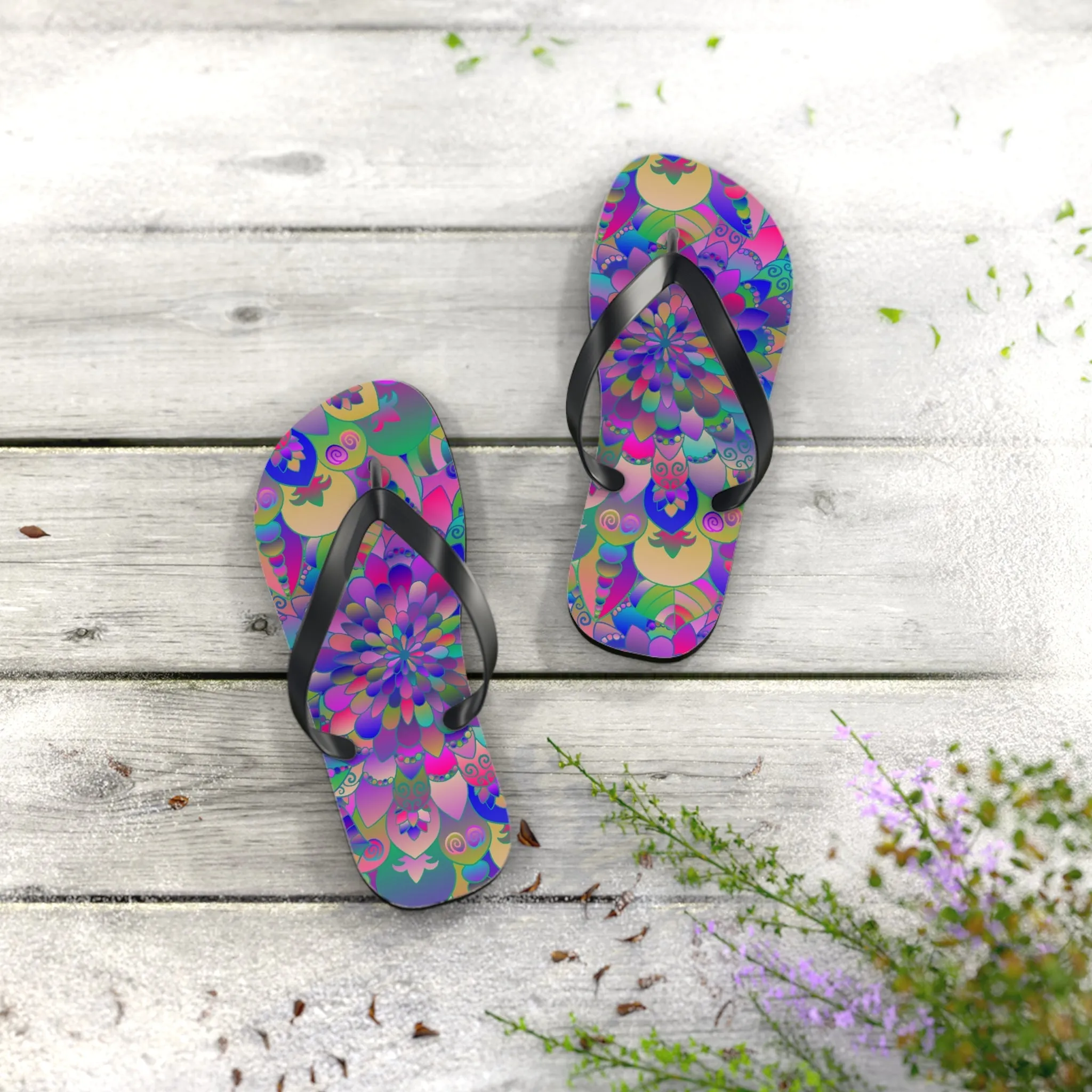 Colorful Mandala Yoga Flip Flops