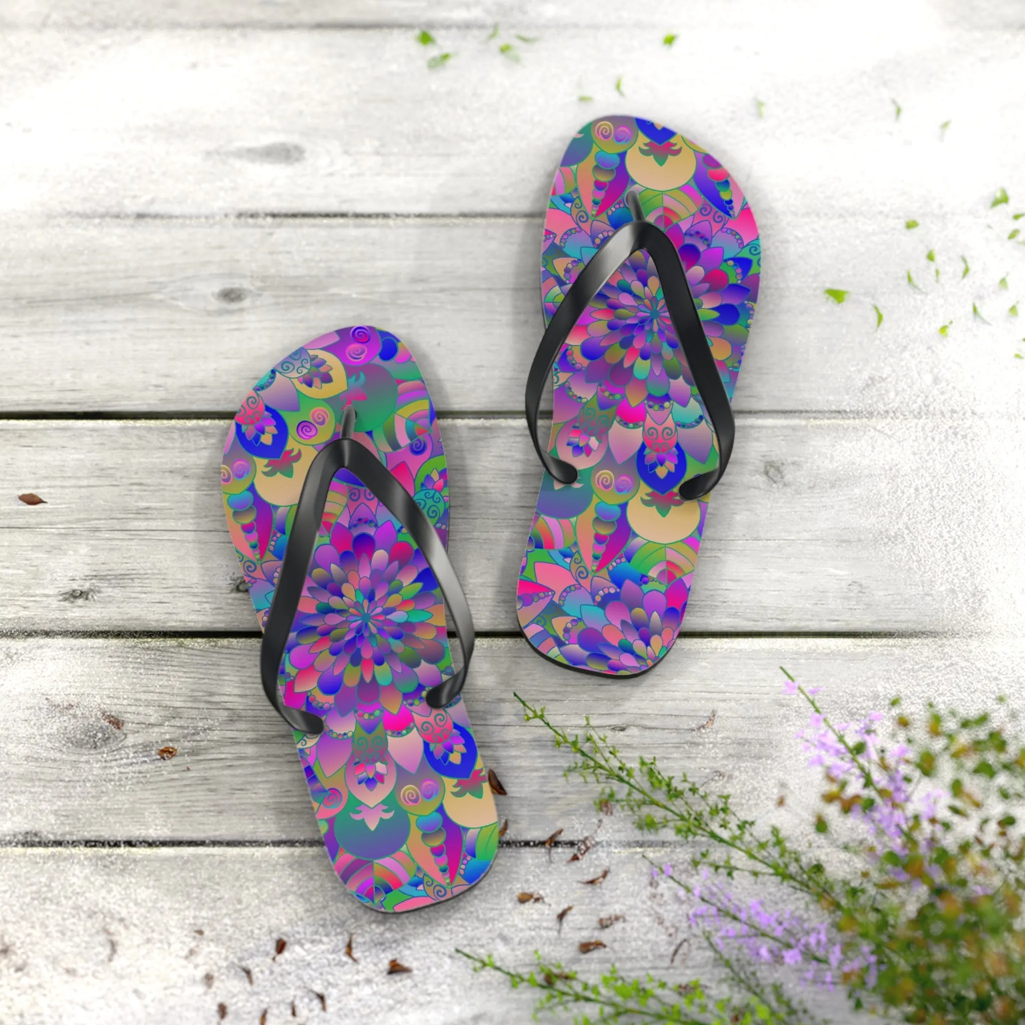 Colorful Mandala Yoga Flip Flops