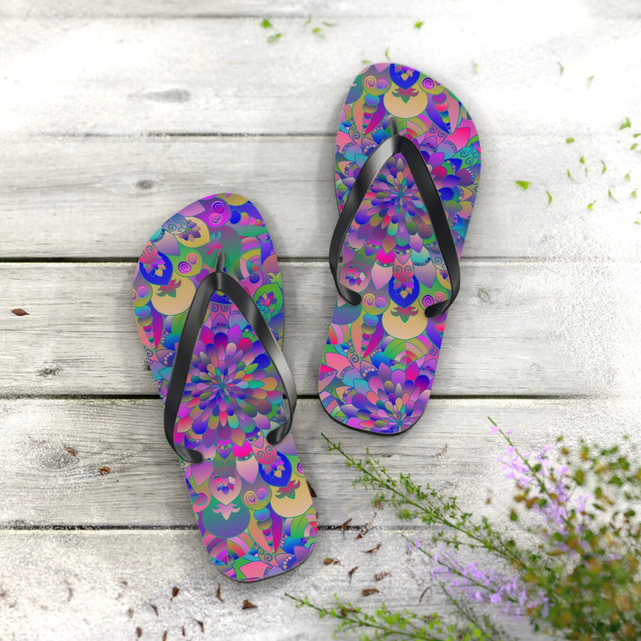 Colorful Mandala Yoga Flip Flops