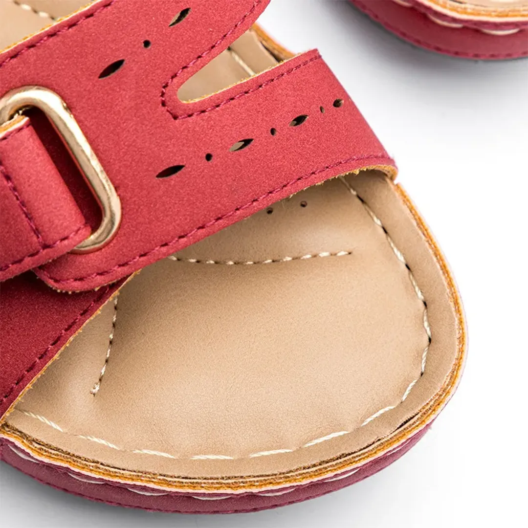 Comfyfleek Hook & Loop Ankle Strap Wedge Sport Sandals