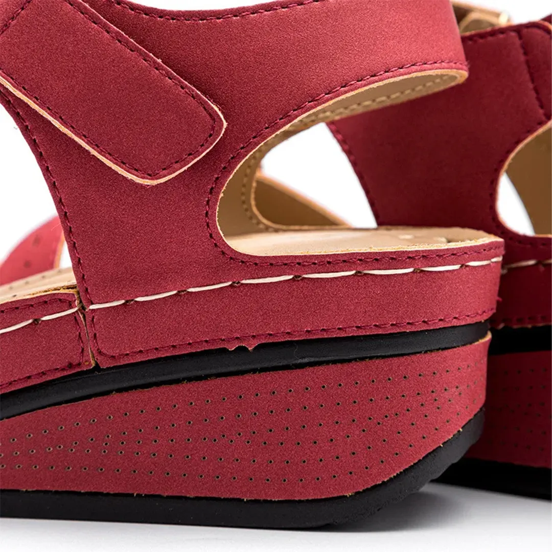 Comfyfleek Hook & Loop Ankle Strap Wedge Sport Sandals
