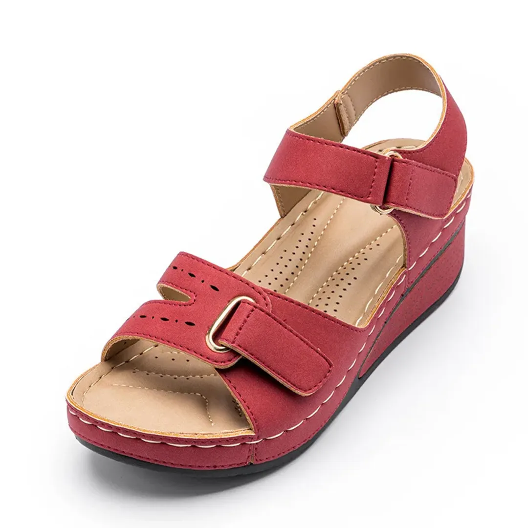 Comfyfleek Hook & Loop Ankle Strap Wedge Sport Sandals