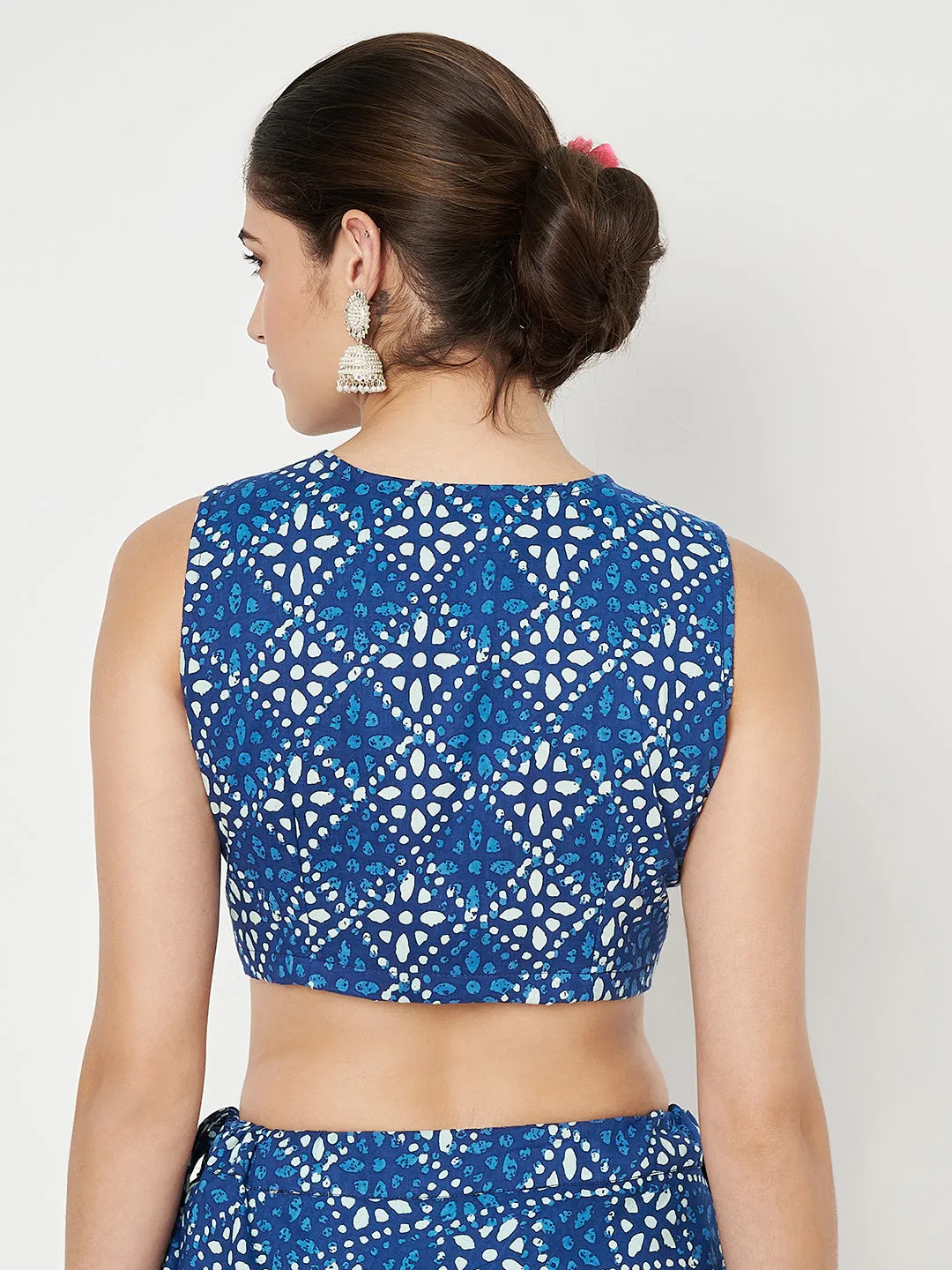 Cotton Printed Embellished Crop Top