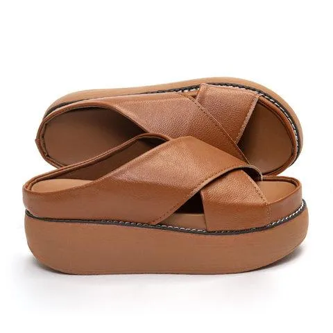 Criss cross platform slides slip on slide sandals