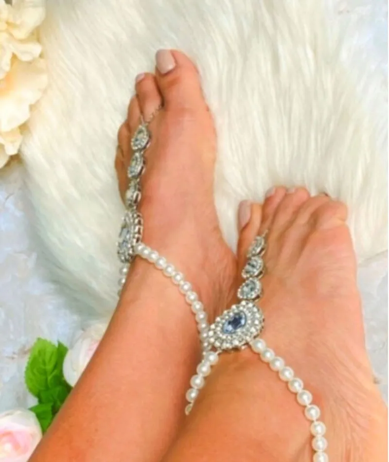 Crystal Rhinestones barefoot sandals, Boho barefoot sandals,Beach bride barefoot sandals,thong sandals,Bridesmaids sandals