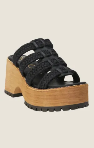 Daze Black Rope Wedge Sandal