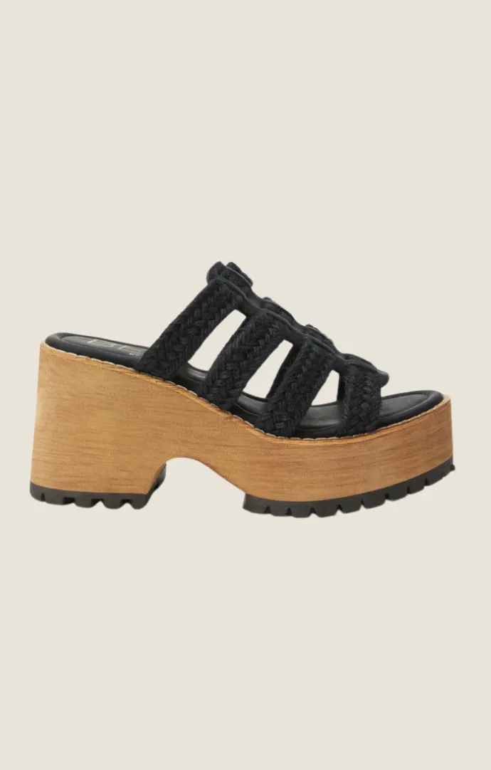 Daze Black Rope Wedge Sandal