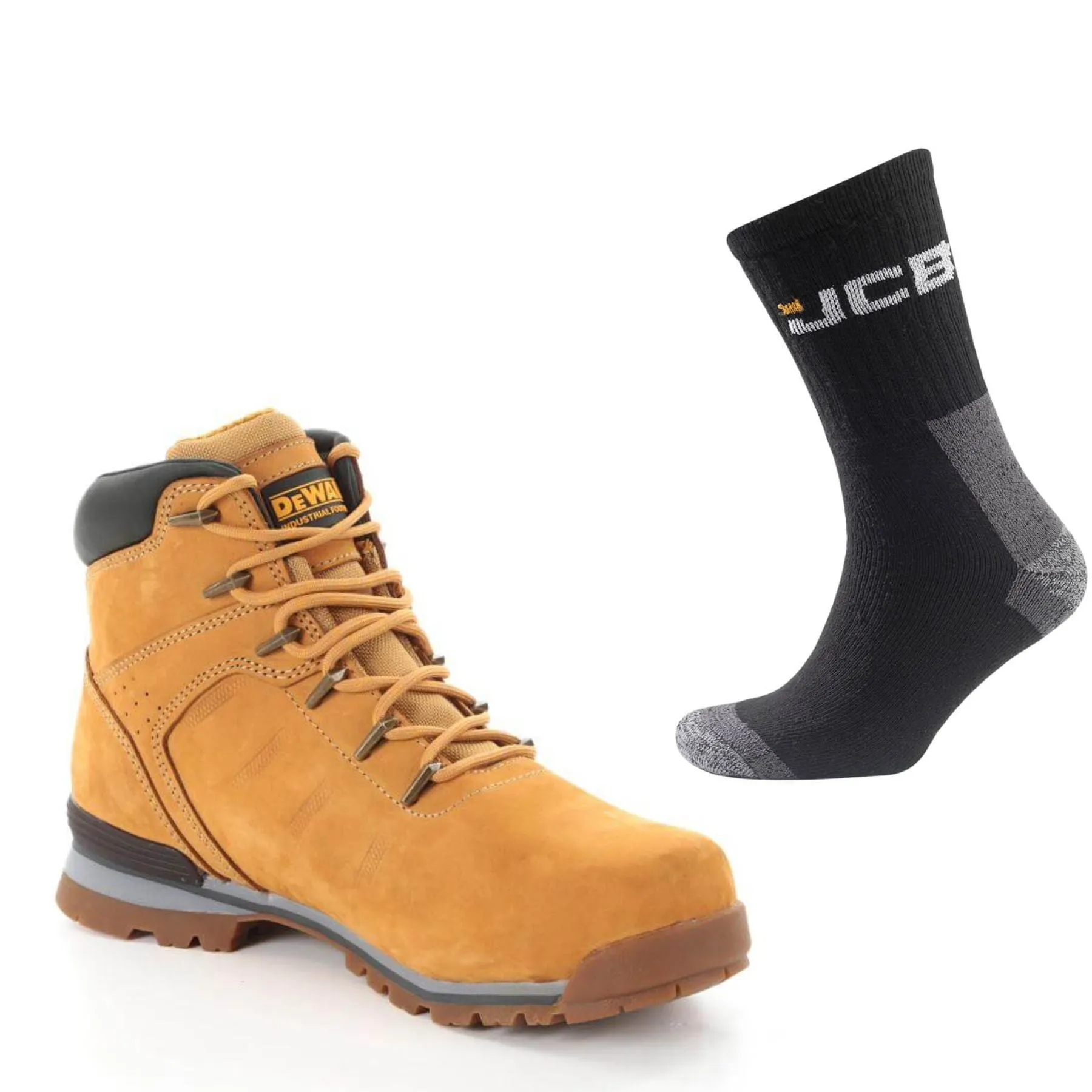 DeWalt Carlisle Special Offer Pack - DeWalt Carlisle Wheat Nubuck Lightweight Safety Boots   3 Pairs Work Socks
