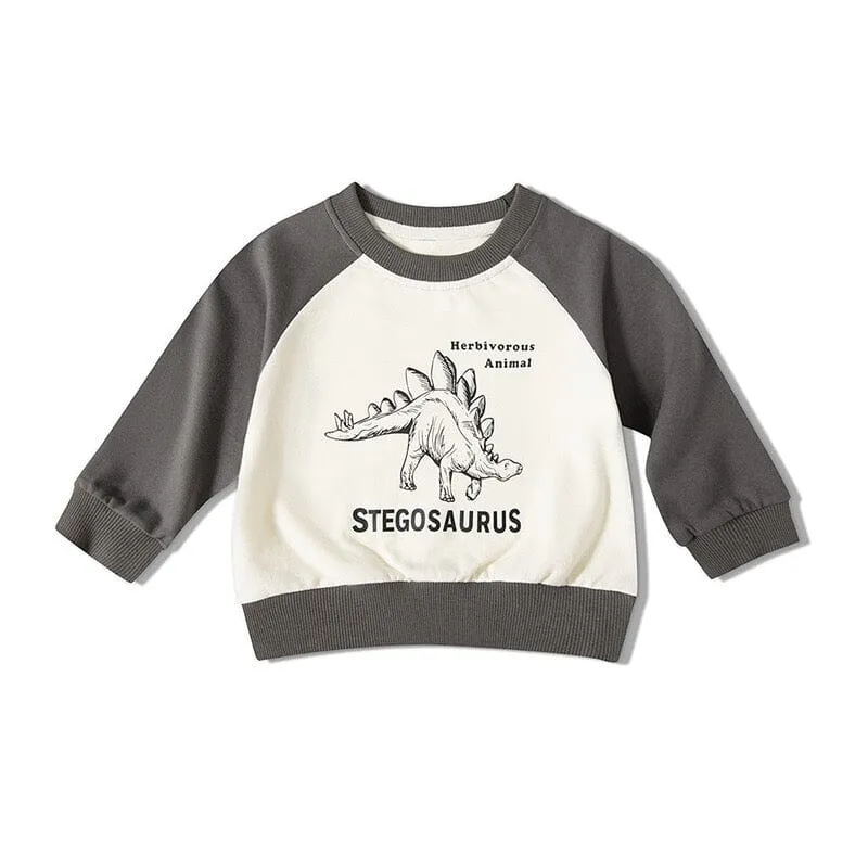 Dinosaur Contrast Color Sweatshirt