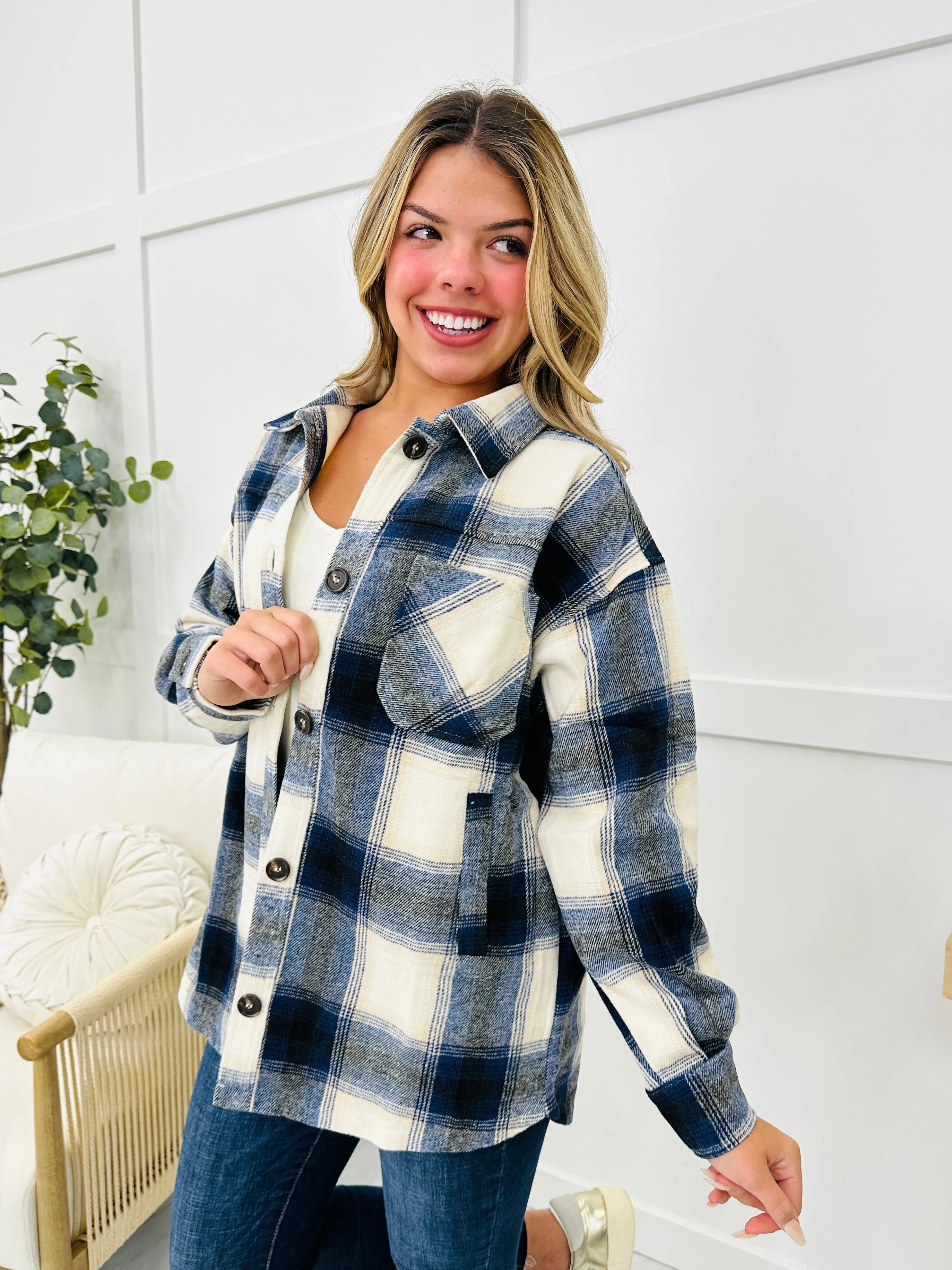 DOORBUSTER! Cozy Campout Shacket in Navy