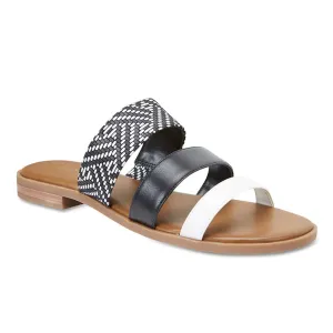 Egypt Slide in Black Multi Leather