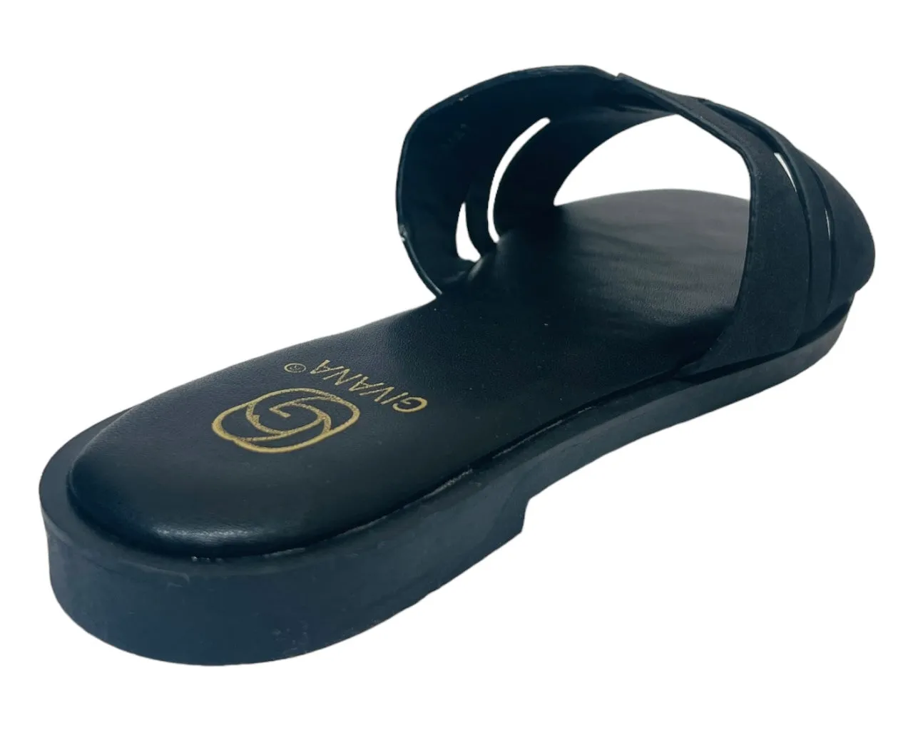 Faux Leather Flat Smart Slider Sandals