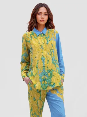 Floral & Blue Oversized Shirt