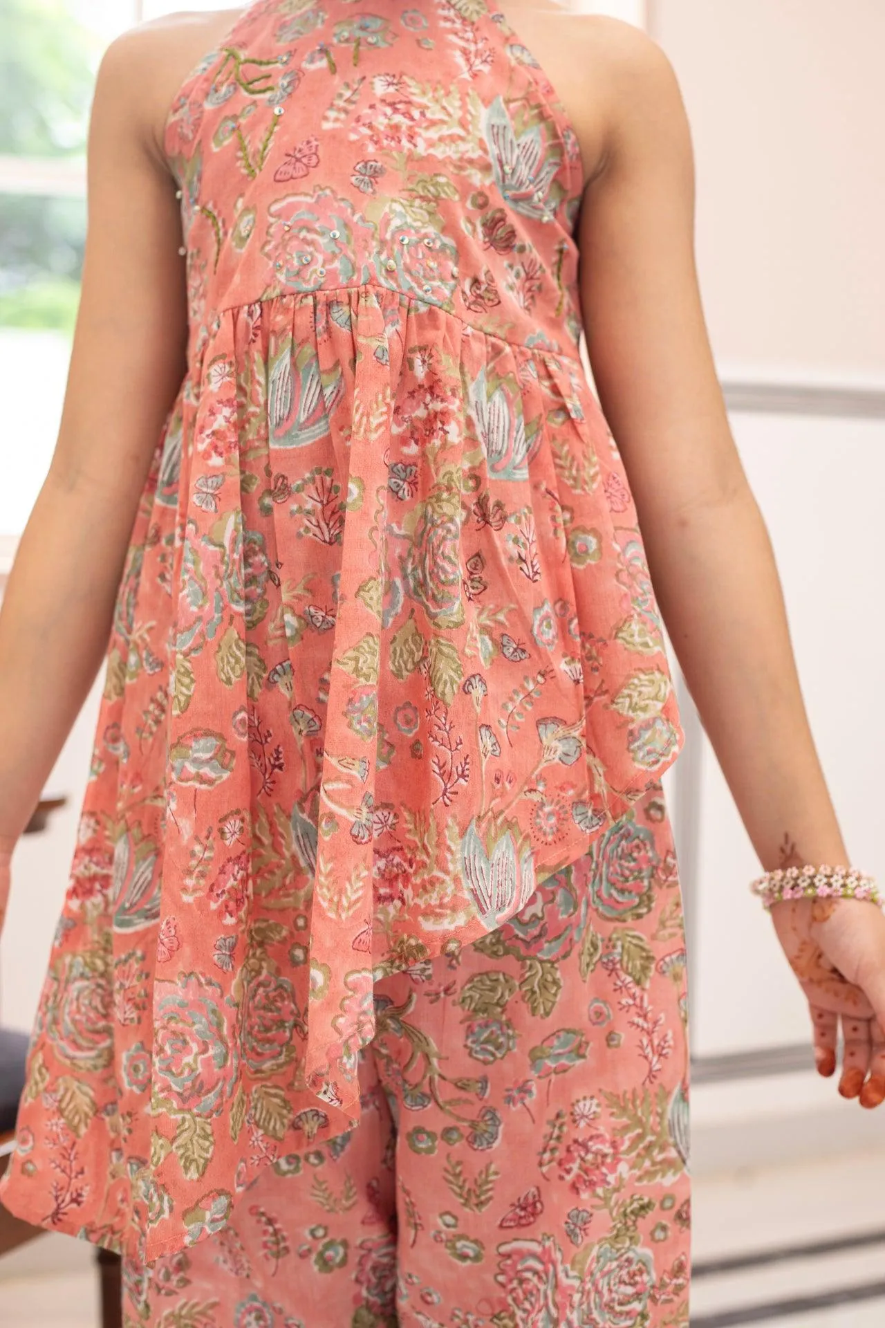 FLORAL FLUTTERS COTTON ASYMMETRICAL CO-ORD SET