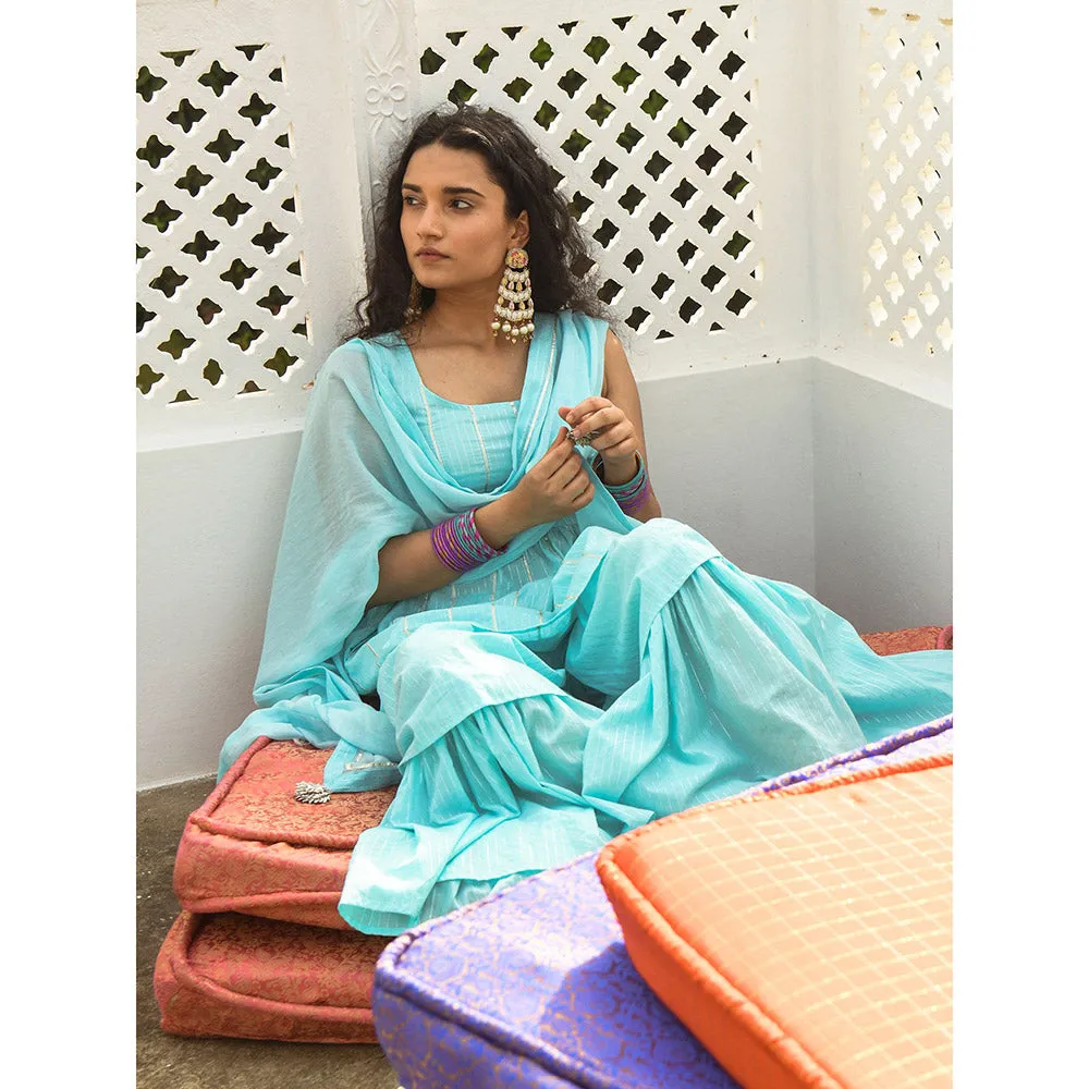 Gulaal Sinikka Blue Kurta-Sharara (Set of 3)