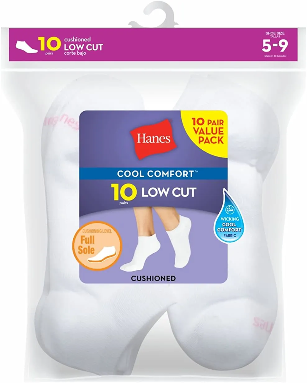 Hanes Women's 10-Pair Value Pack Low Cut Socks