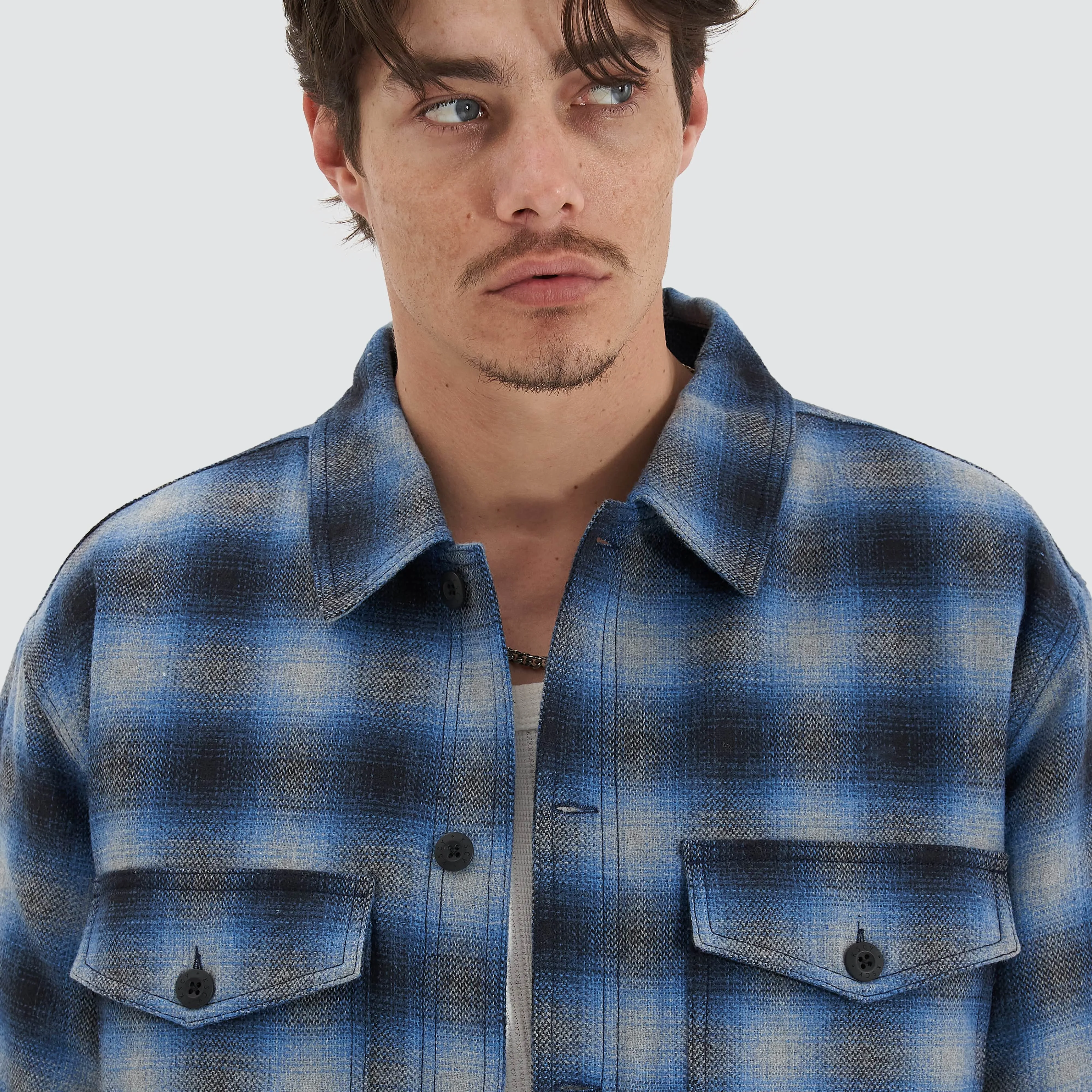 Highland  Relaxed Overshirt Black/Blue Check
