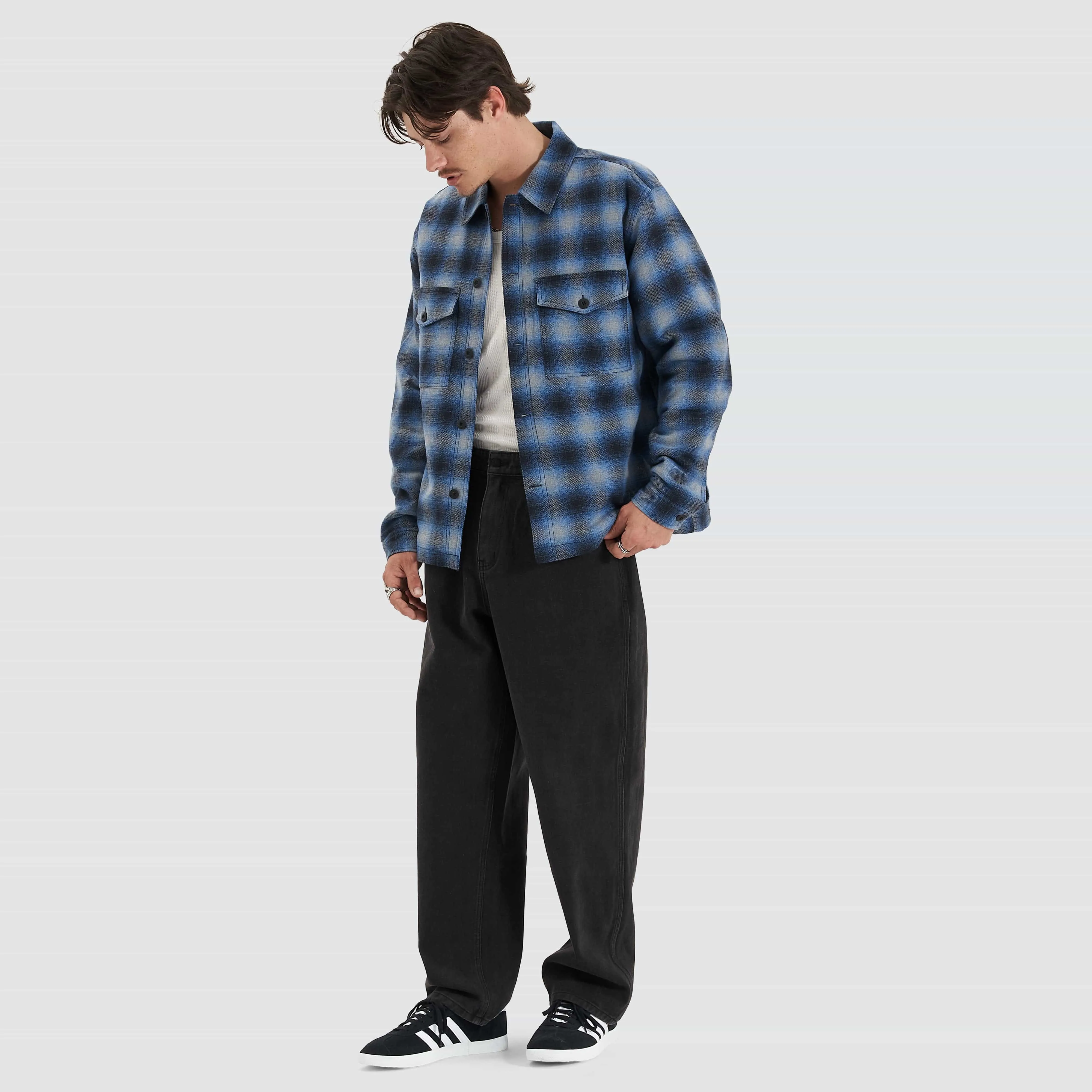 Highland  Relaxed Overshirt Black/Blue Check