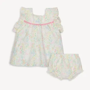 Hoppy Garden Cotton Poplin Magnetic Sleeveless Dress   Diaper Cover Set
