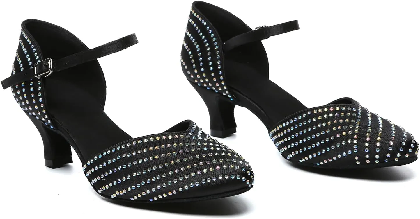 HROYL Women Closed toe Ballroom Dance Shoes Latin Salsa Dancing Shoes,Model L633