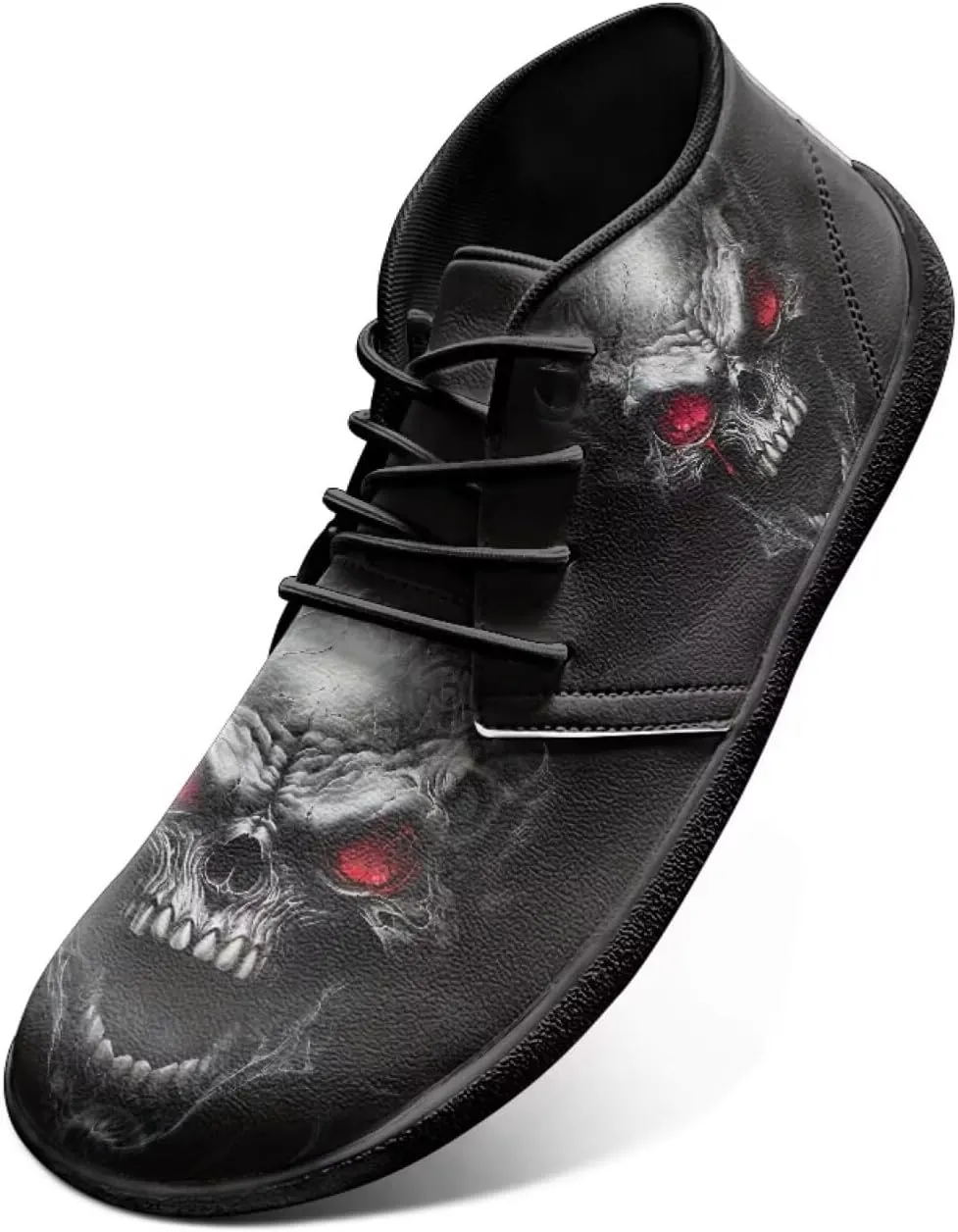 Jeiento Men's Gothic Skull Walking Shoes Wide Toe Barefoot Shoes Zero Drop Casual Sneakers