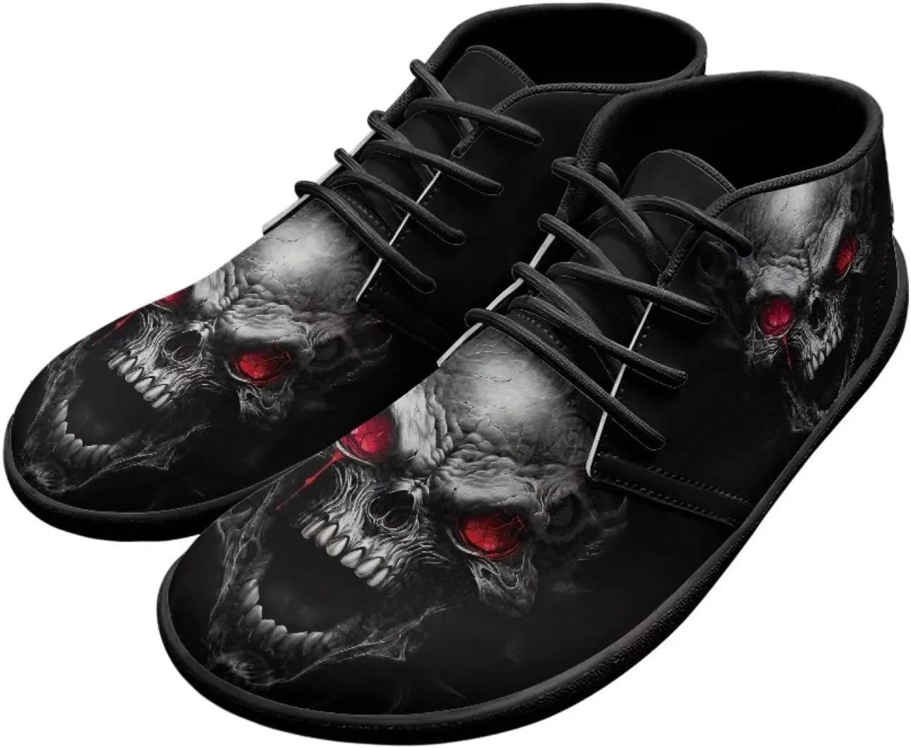Jeiento Men's Gothic Skull Walking Shoes Wide Toe Barefoot Shoes Zero Drop Casual Sneakers