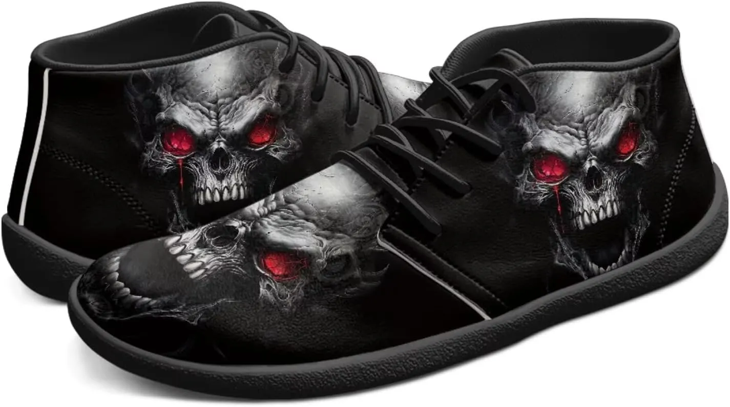 Jeiento Men's Gothic Skull Walking Shoes Wide Toe Barefoot Shoes Zero Drop Casual Sneakers