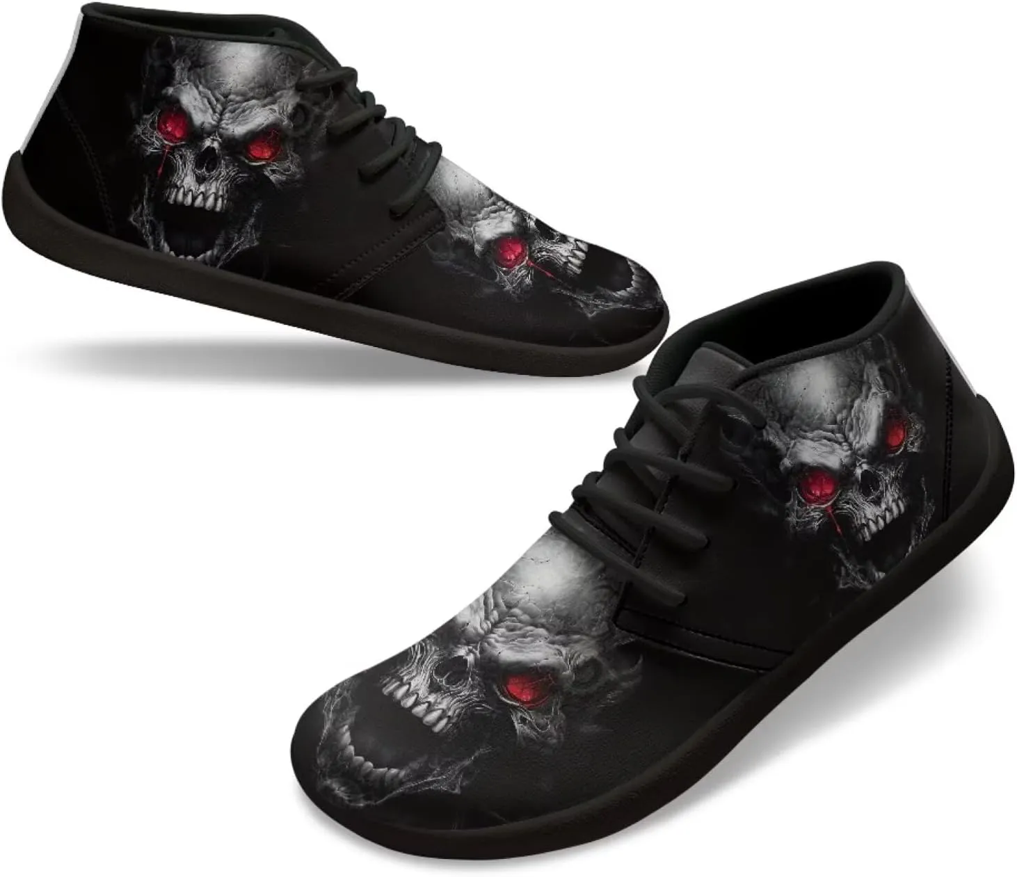 Jeiento Men's Gothic Skull Walking Shoes Wide Toe Barefoot Shoes Zero Drop Casual Sneakers
