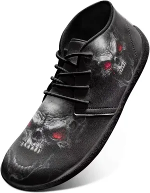 Jeiento Men's Gothic Skull Walking Shoes Wide Toe Barefoot Shoes Zero Drop Casual Sneakers