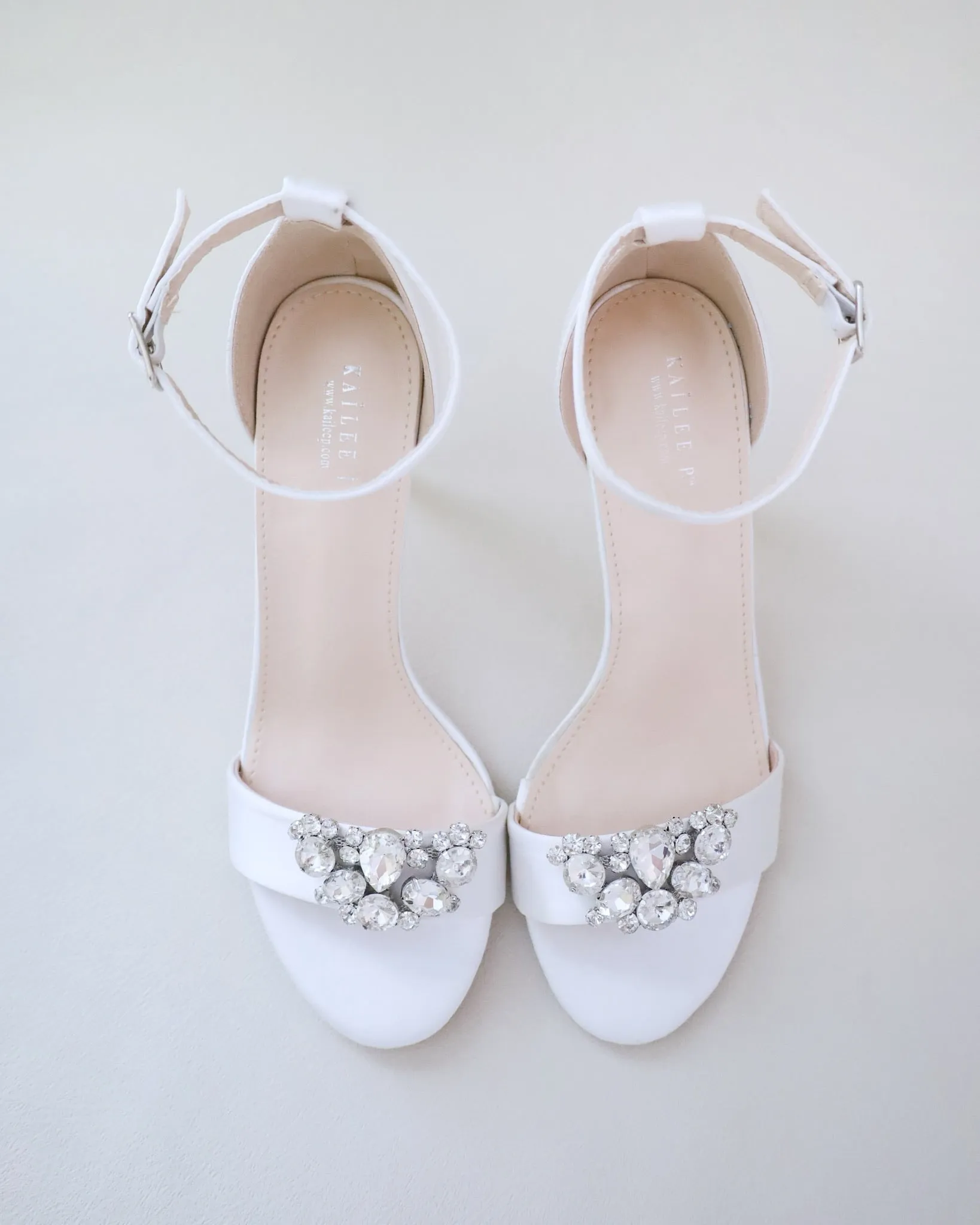 JOSKAA 2024 New Fashion High Heel Satin High Heel Wedding Sandals with Dewdrop Brooch