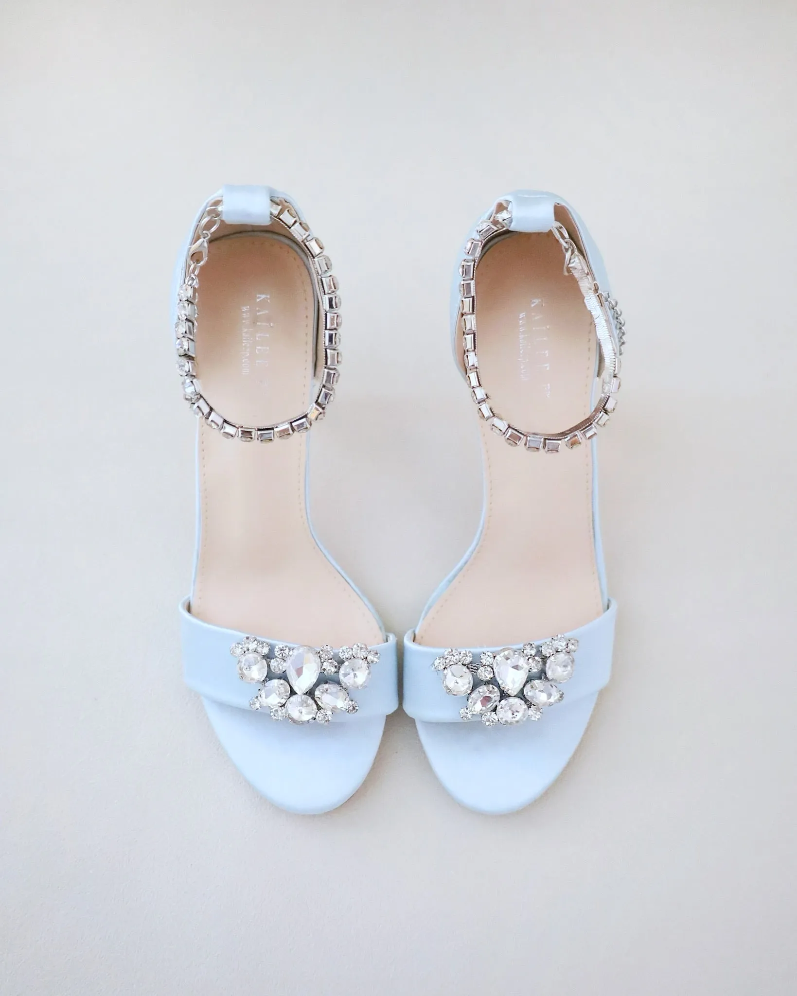JOSKAA 2024 New Fashion High Heel Satin High Heel Wedding Sandals with Dewdrop Brooch