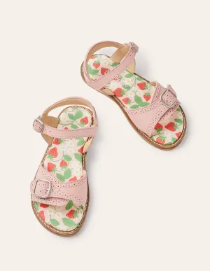 Leather Buckle Sandals-Boto Pink