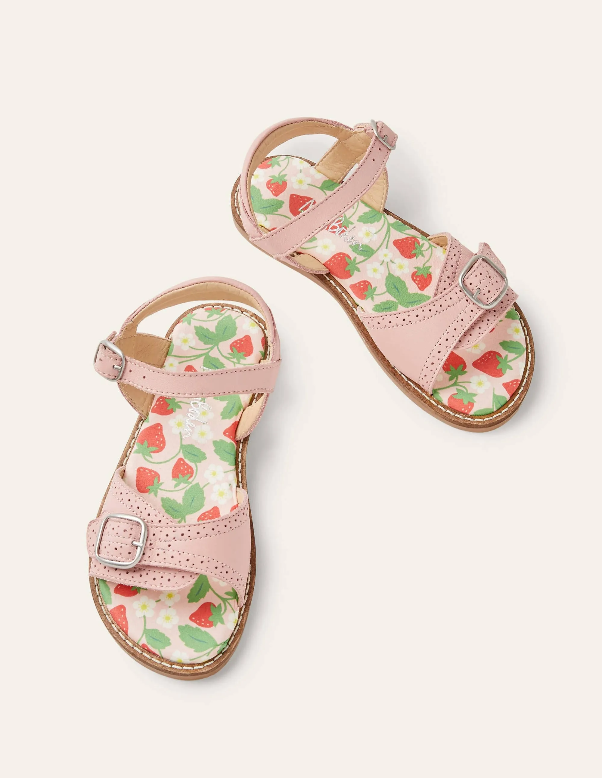 Leather Buckle Sandals-Boto Pink