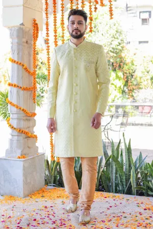 Light Yellow Semi Indo-Western Suit.