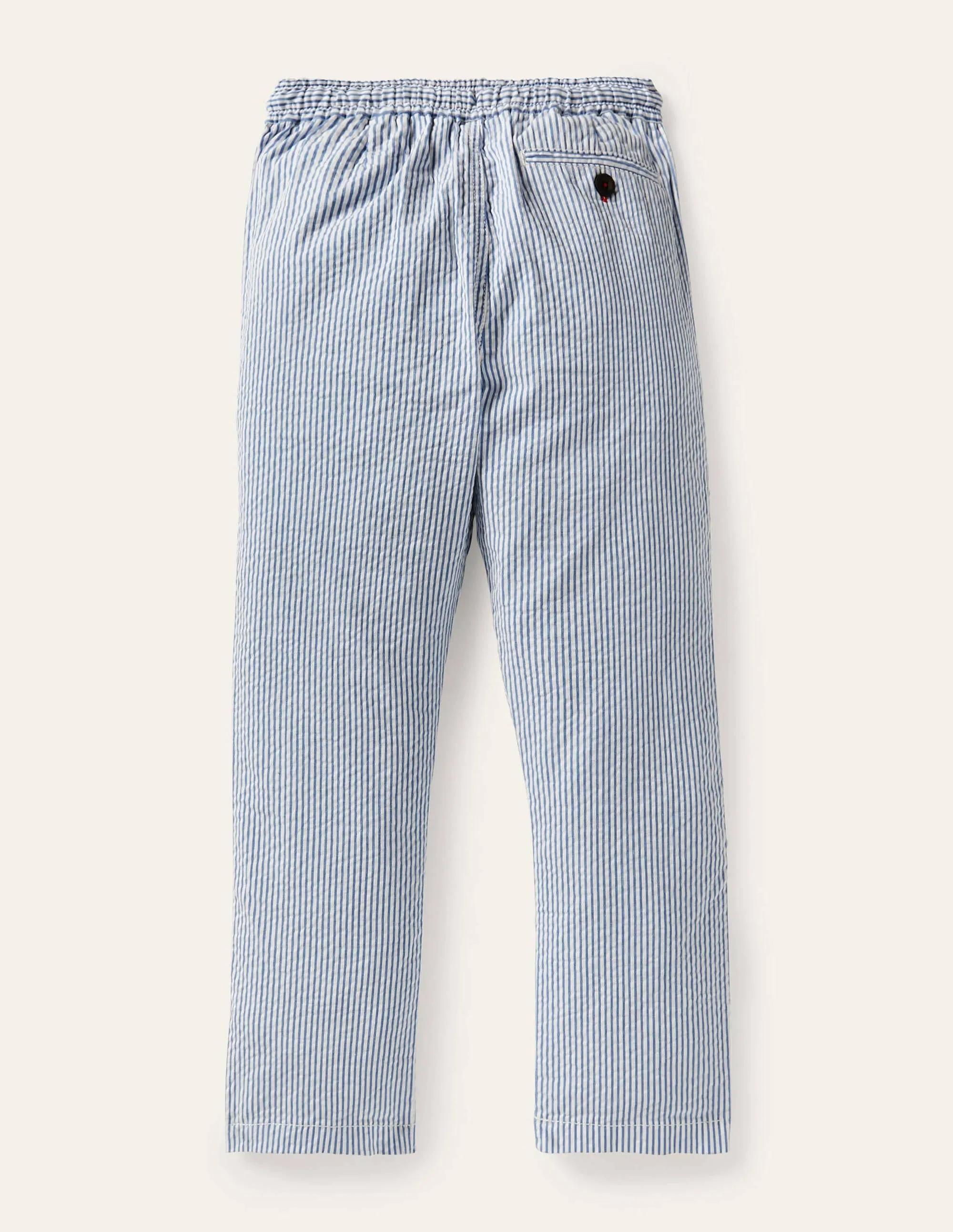 Lightweight Pull-on Trousers-Bright Marina Blue Ticking