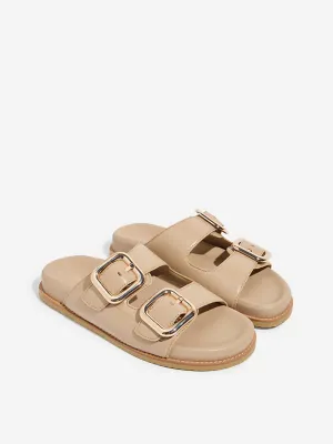 LUNA BLU Beige Double Belted Comfort Sandals