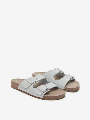 LUNA BLU Grey Dual-Strap Comfort Sandals