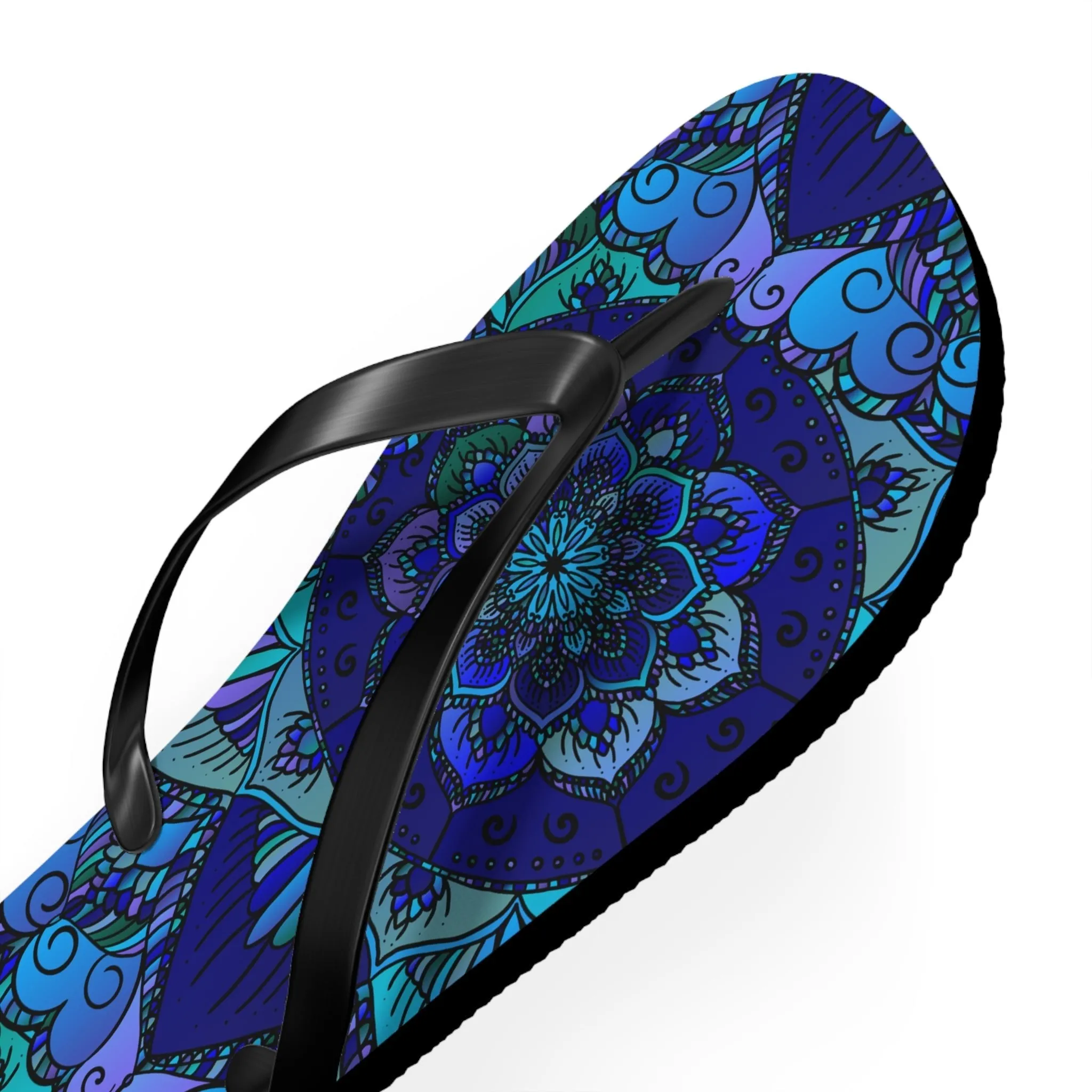 Mandala Boho Flip Flops - Blue/Purple/Teal
