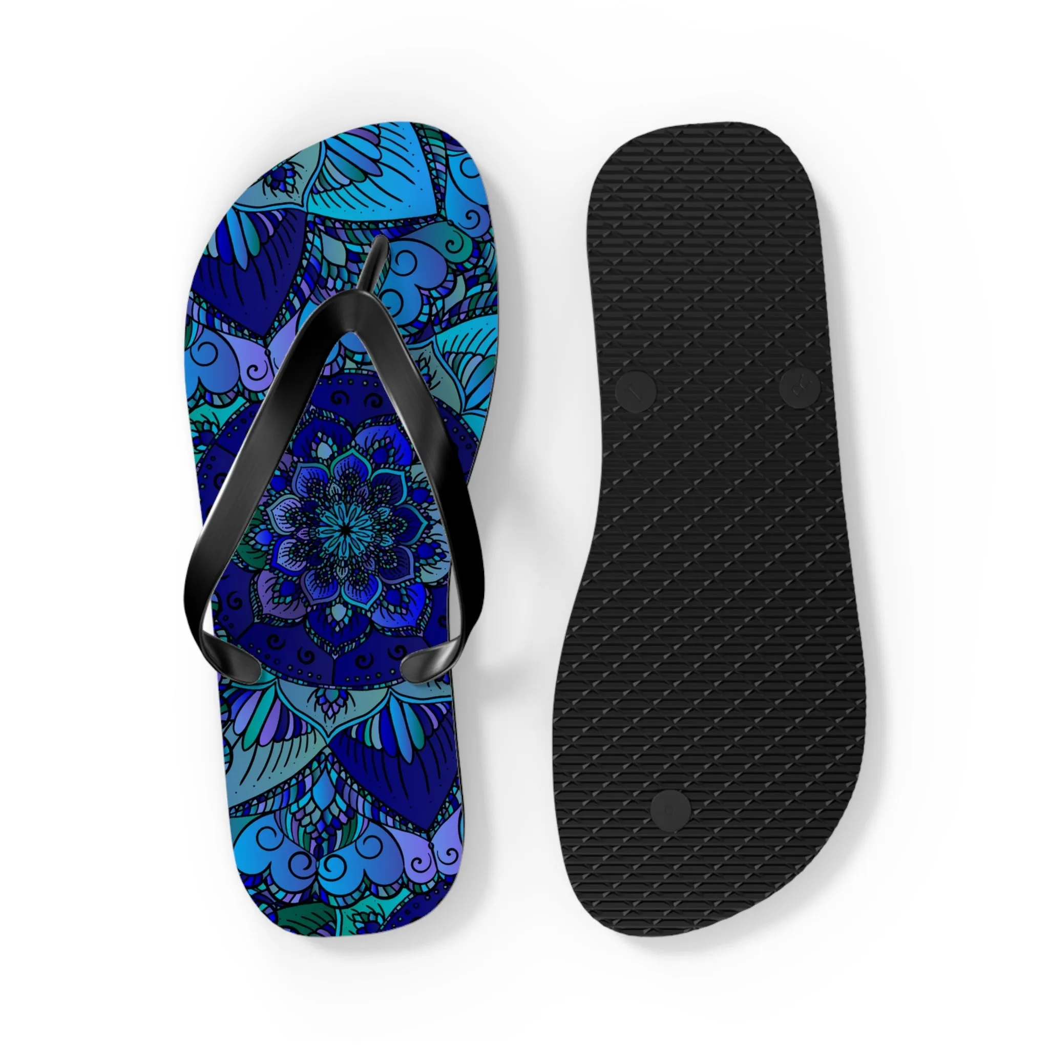 Mandala Boho Flip Flops - Blue/Purple/Teal
