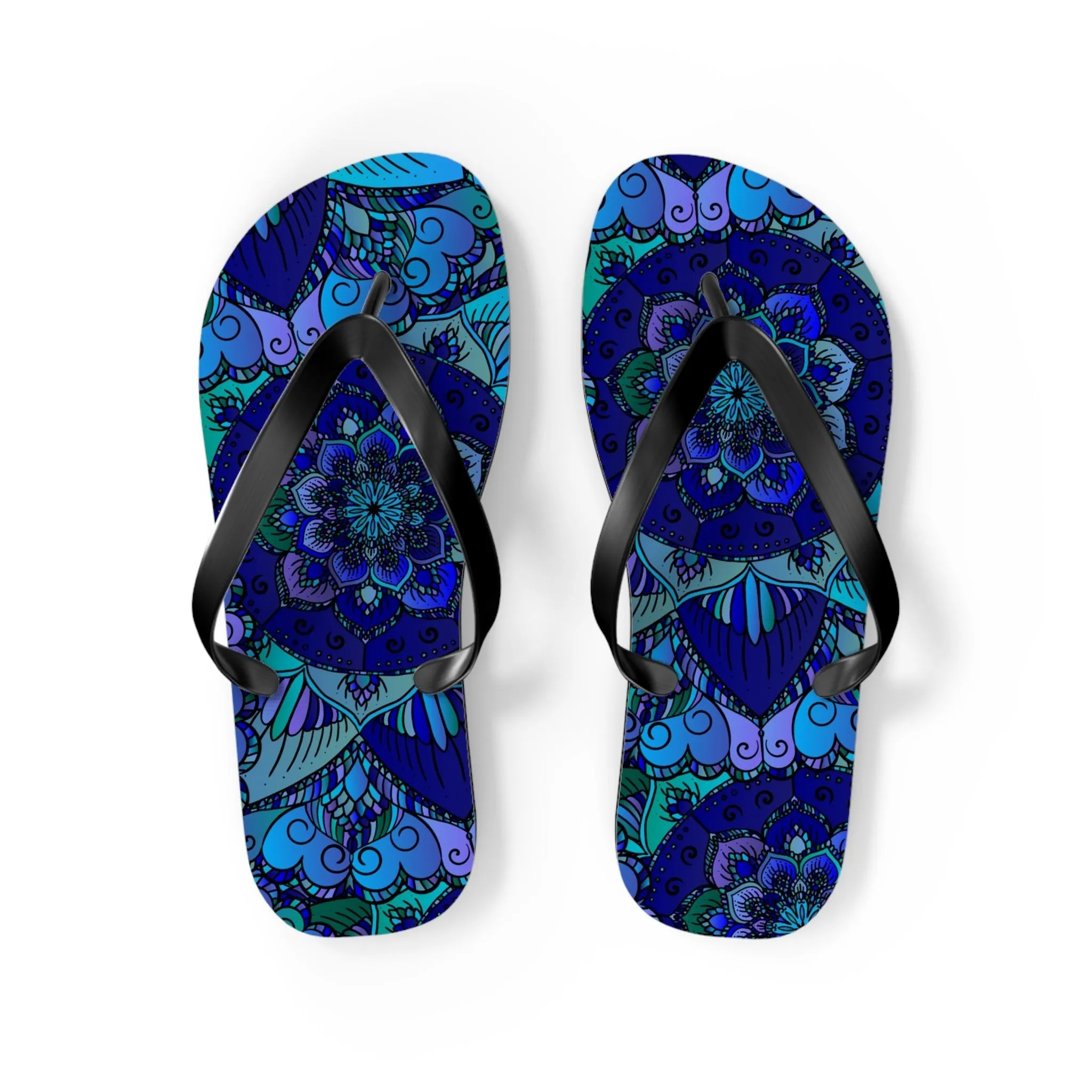 Mandala Boho Flip Flops - Blue/Purple/Teal