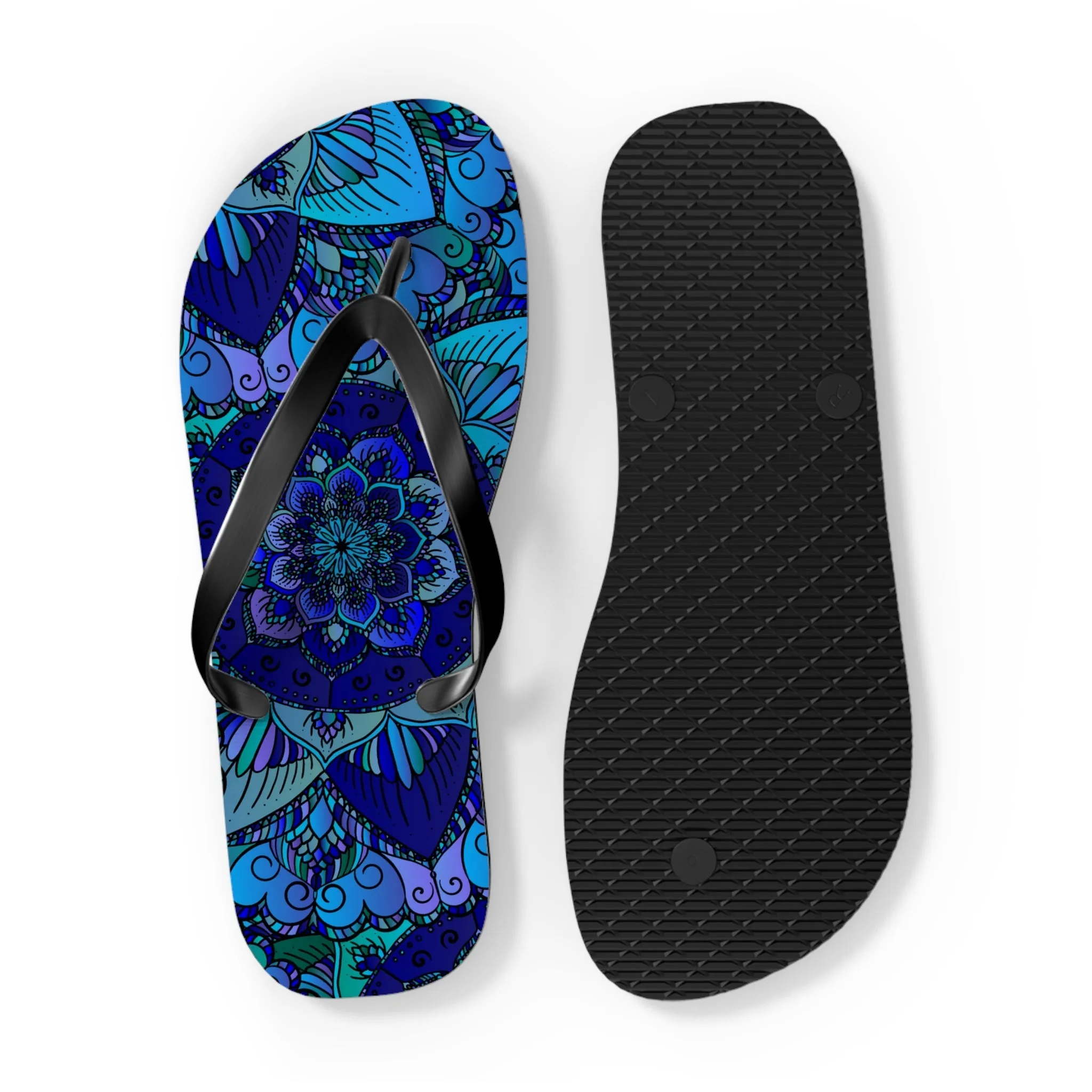 Mandala Boho Flip Flops - Blue/Purple/Teal