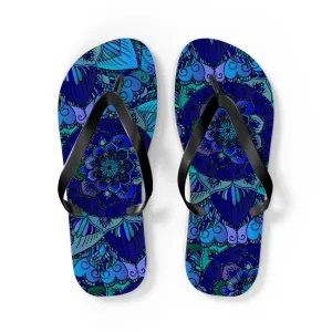 Mandala Boho Flip Flops - Blue/Purple/Teal