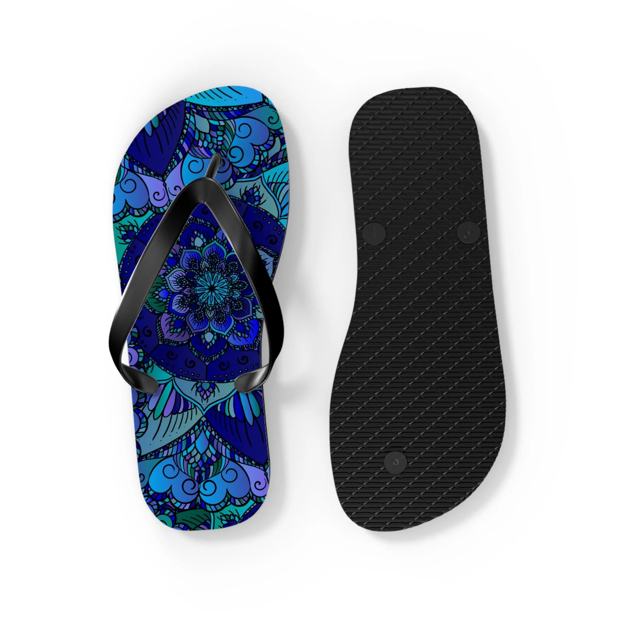Mandala Boho Flip Flops - Blue/Purple/Teal