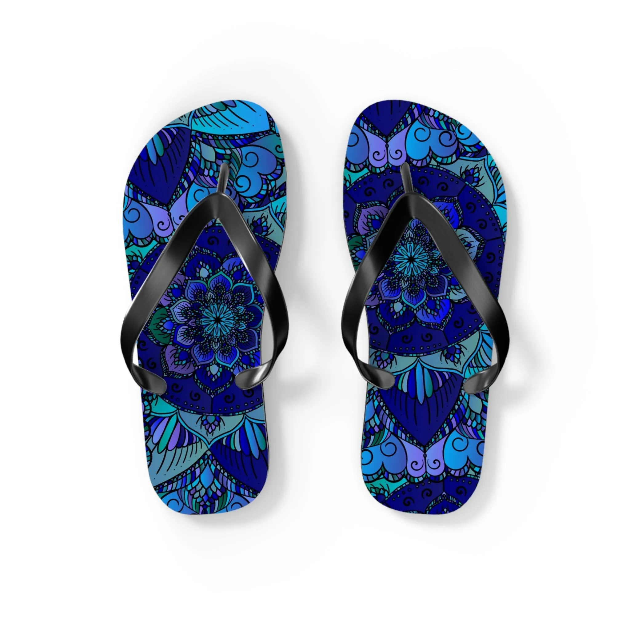 Mandala Boho Flip Flops - Blue/Purple/Teal