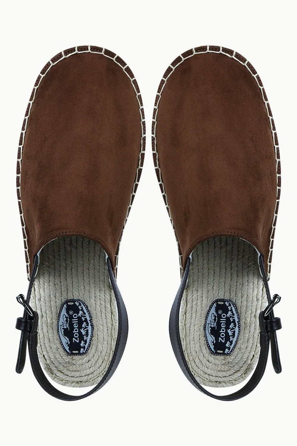 Mens Brown Faux Suede Strap Sandals