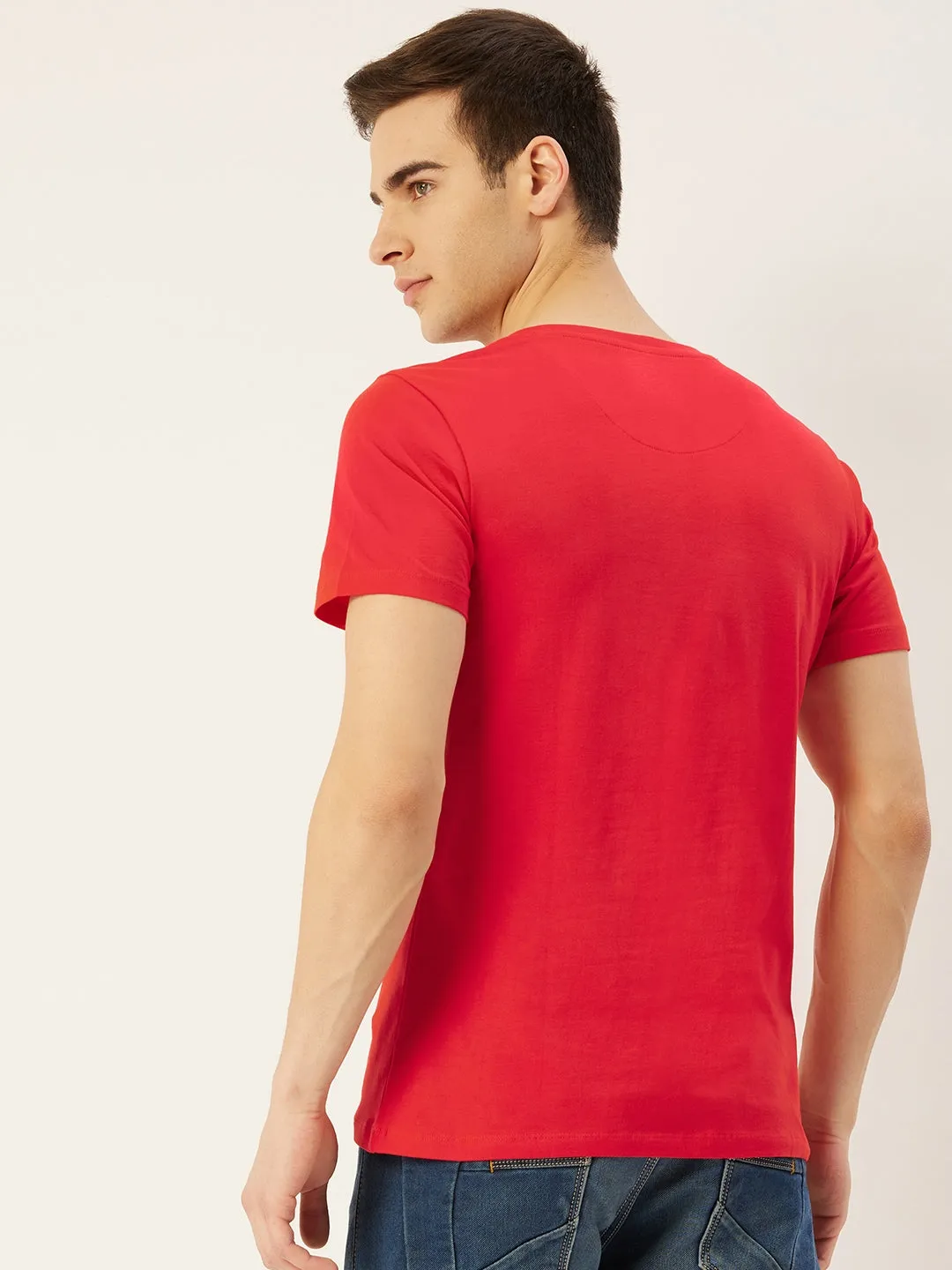 Mens Premium Cotton Lycra Henley Half Sleeve Crew Neck T-Shirts