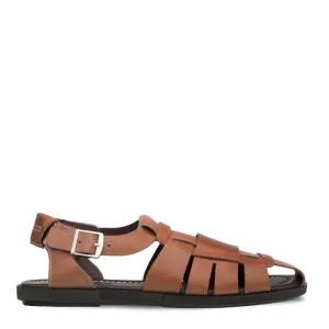Mezlan R20257 Men's Shoes Cognac Calf-Skin Leather Fisherman Sandals (MZ3463)