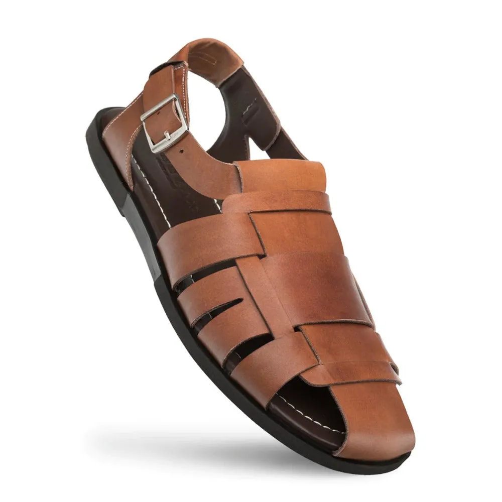 Mezlan R20257 Men's Shoes Cognac Calf-Skin Leather Fisherman Sandals (MZ3463)