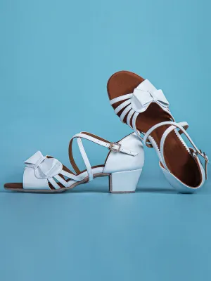 Microfiber PU Soft Sole Latin Dance Shoes for Beginners White Dance Shoes